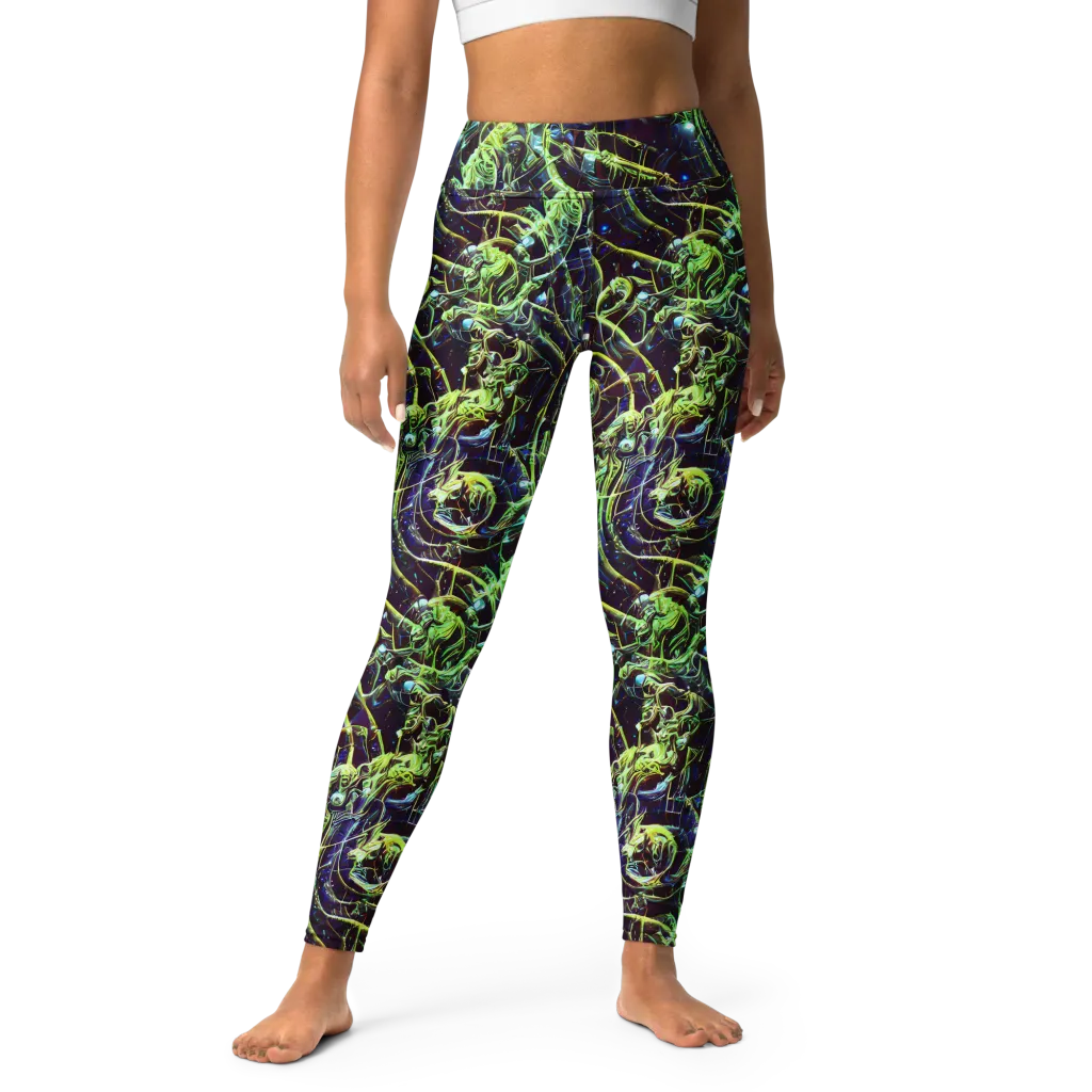 Electric Underbrush on Yoga Leggings — Front