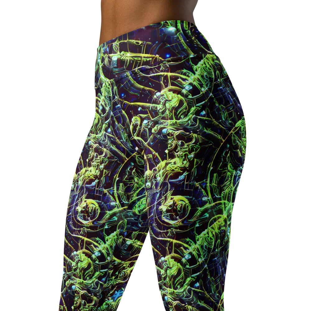 Electric Underbrush on Yoga Leggings — Left Front