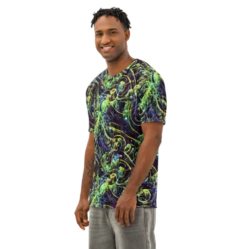 Electric Underbrush on a Men's Cotton Crew Neck T-Shirt