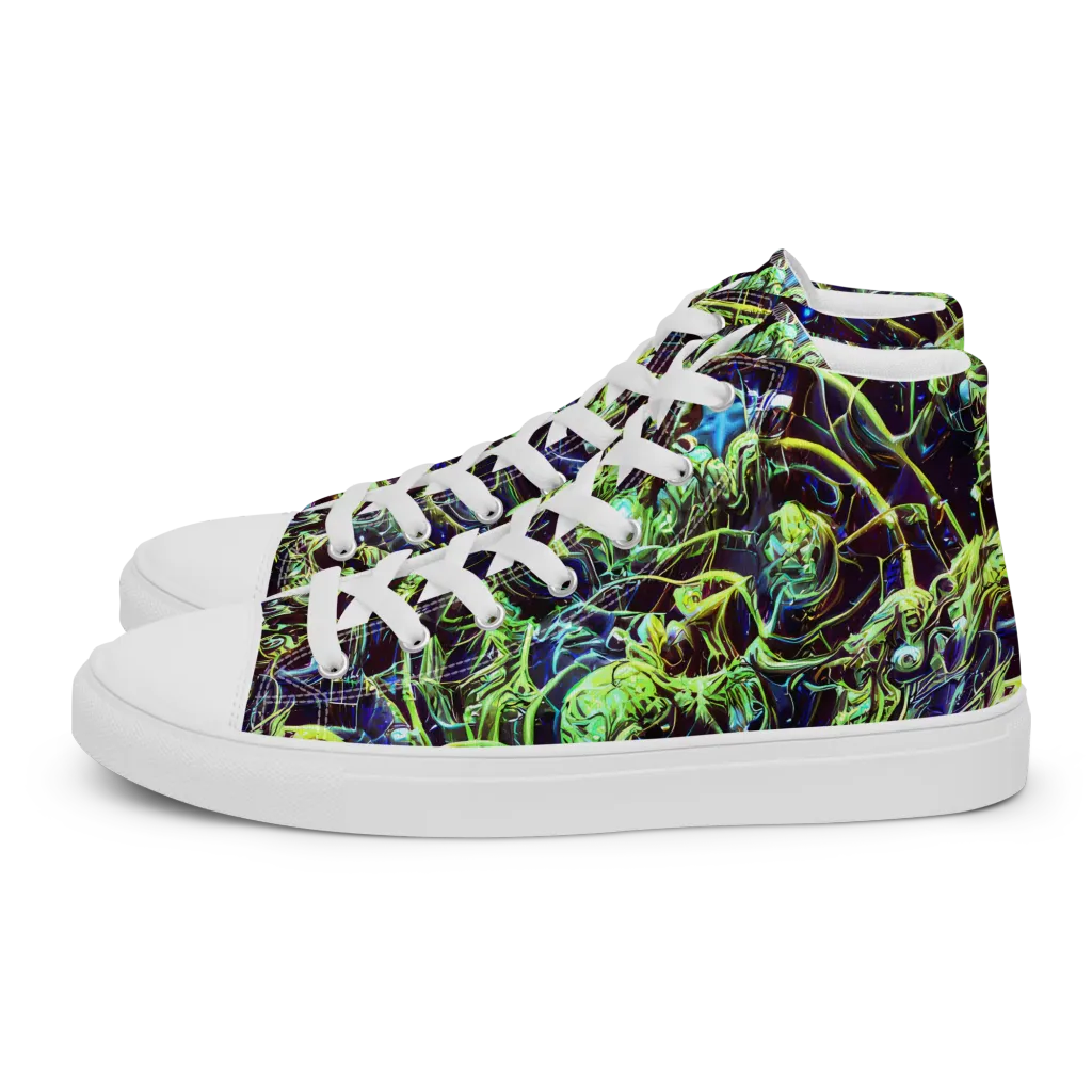 Electric Underbrush on Men's High Top Canvas Shoes — Left