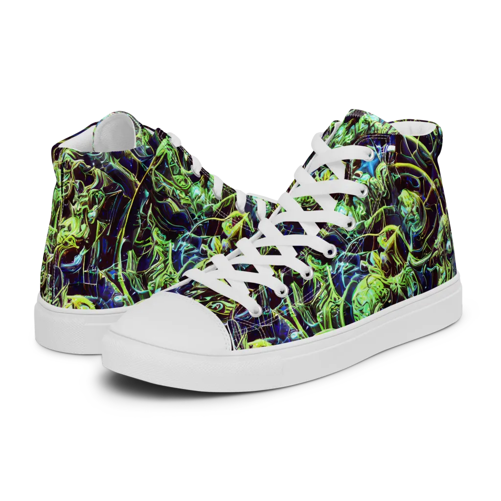 Electric Underbrush on Men's High Top Canvas Shoes — Left