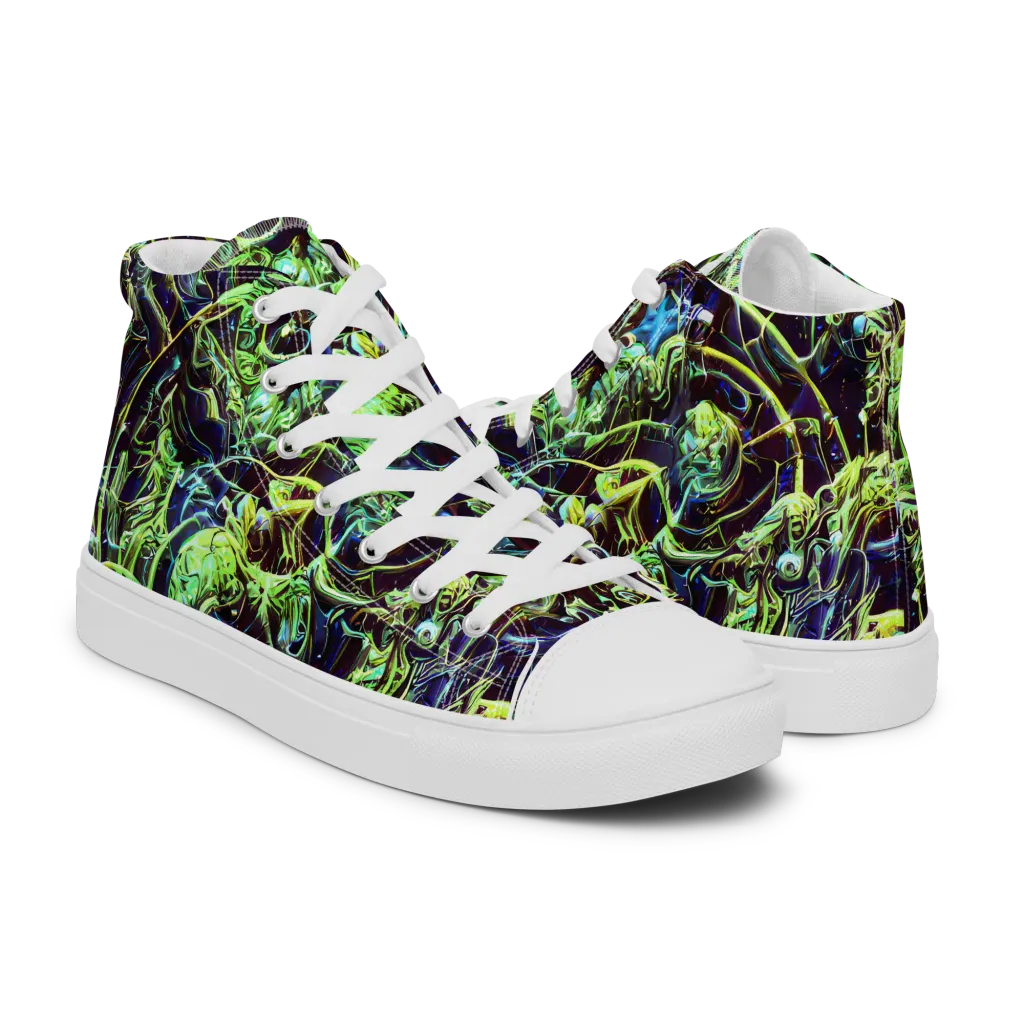 Electric Underbrush on Men's High Top Canvas Shoes — Right