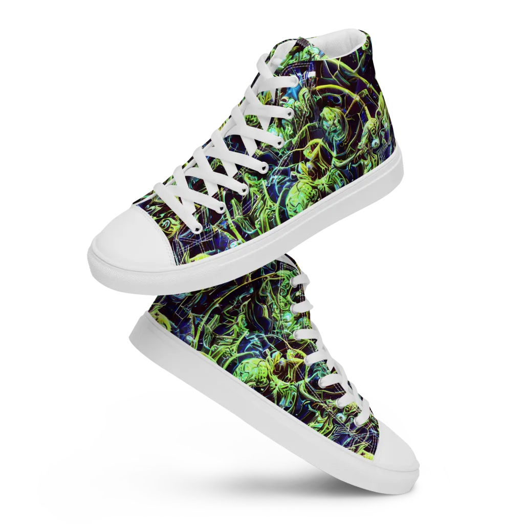 Electric Underbrush on Men's High Top Canvas Shoes — Front