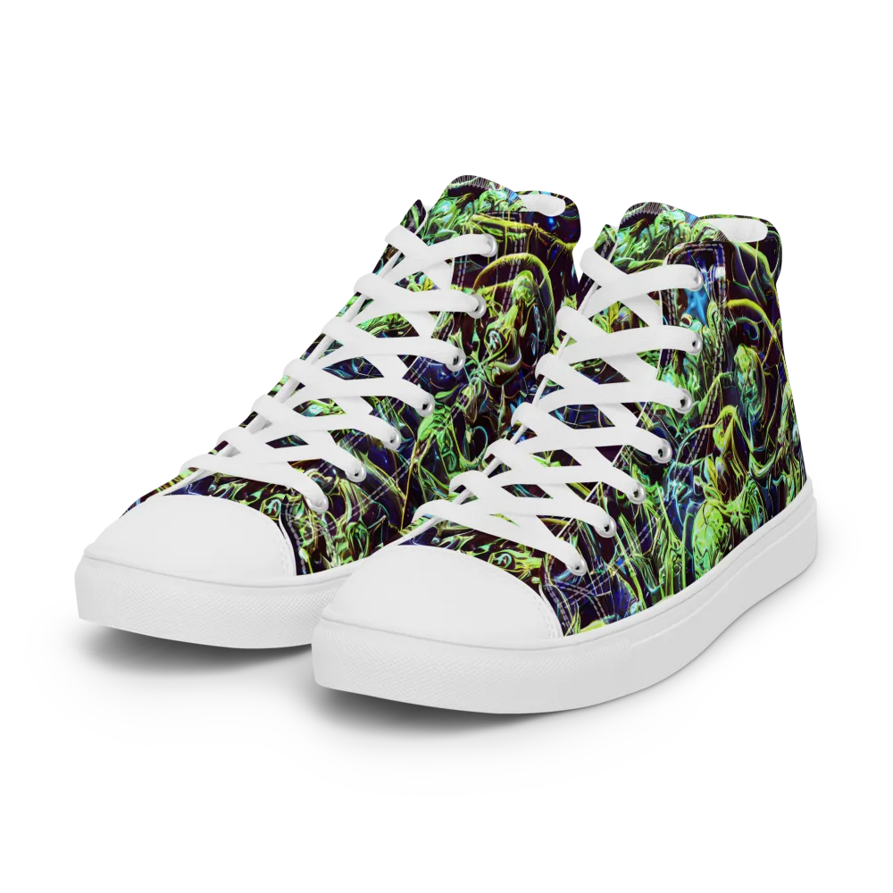 Electric Underbrush on Women's High Top Canvas Shoes — Left Front