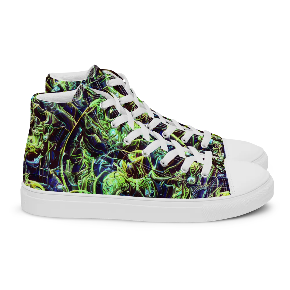 Electric Underbrush on Women's High Top Canvas Shoes — Right