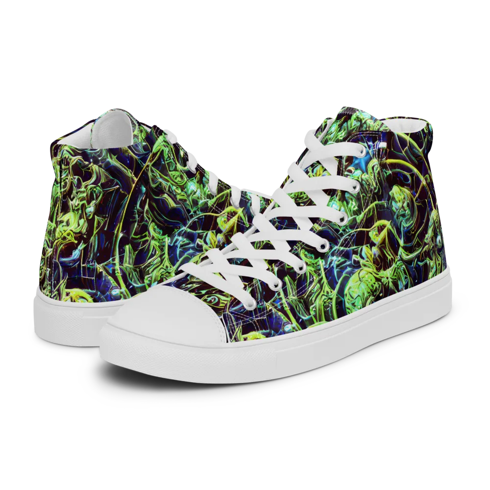 Electric Underbrush on Women's High Top Canvas Shoes — Left