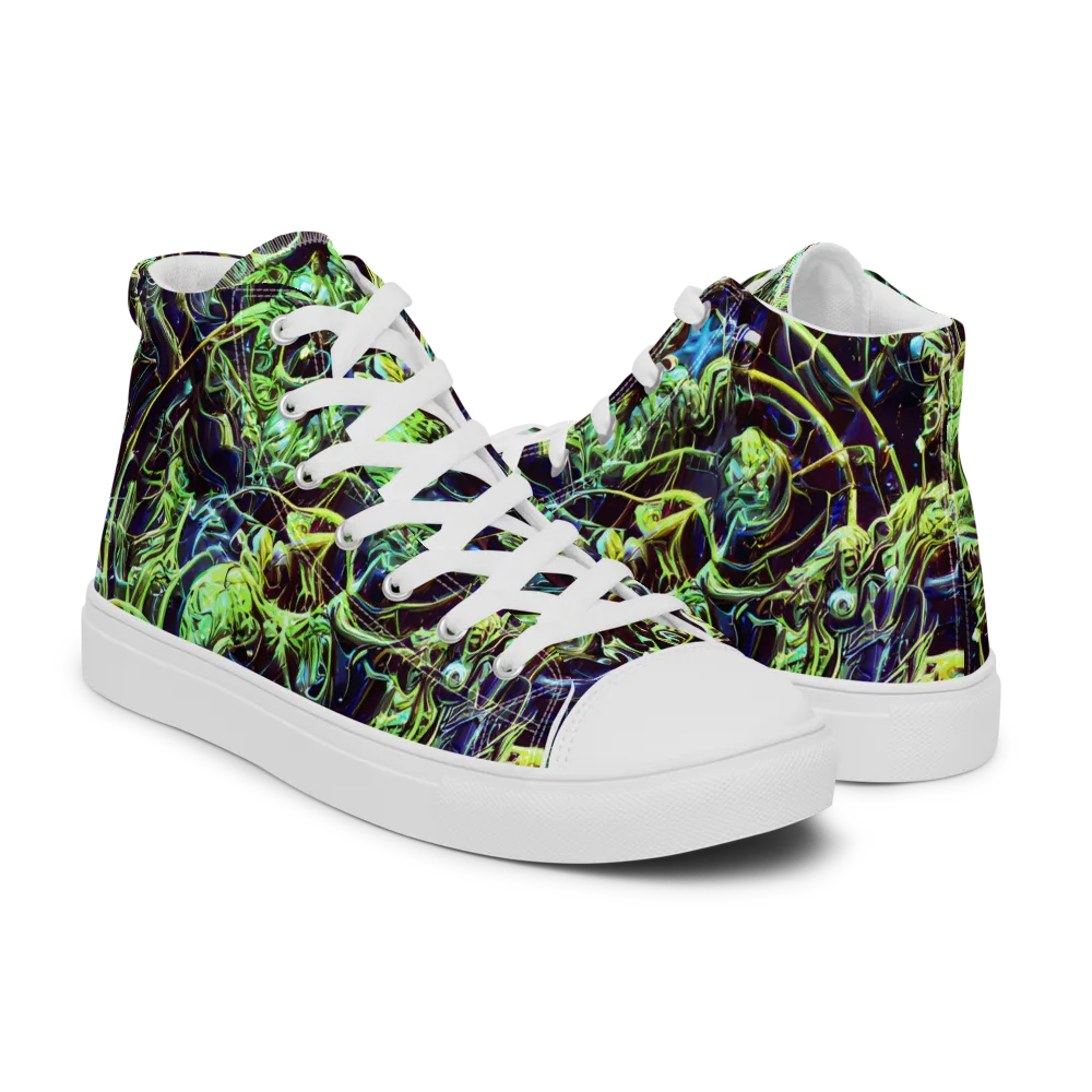 Electric Underbrush on Women's High Top Canvas Shoes — Right