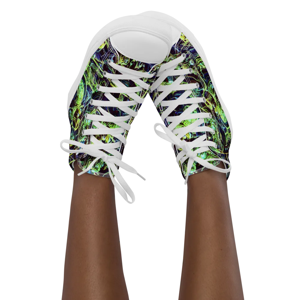 Electric Underbrush on Women's High Top Canvas Shoes — Front