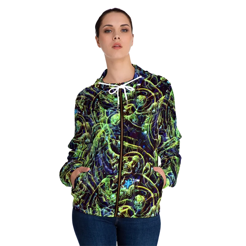 Electric Underbrush on Women's Full-Zip Hoodie — Front On Person