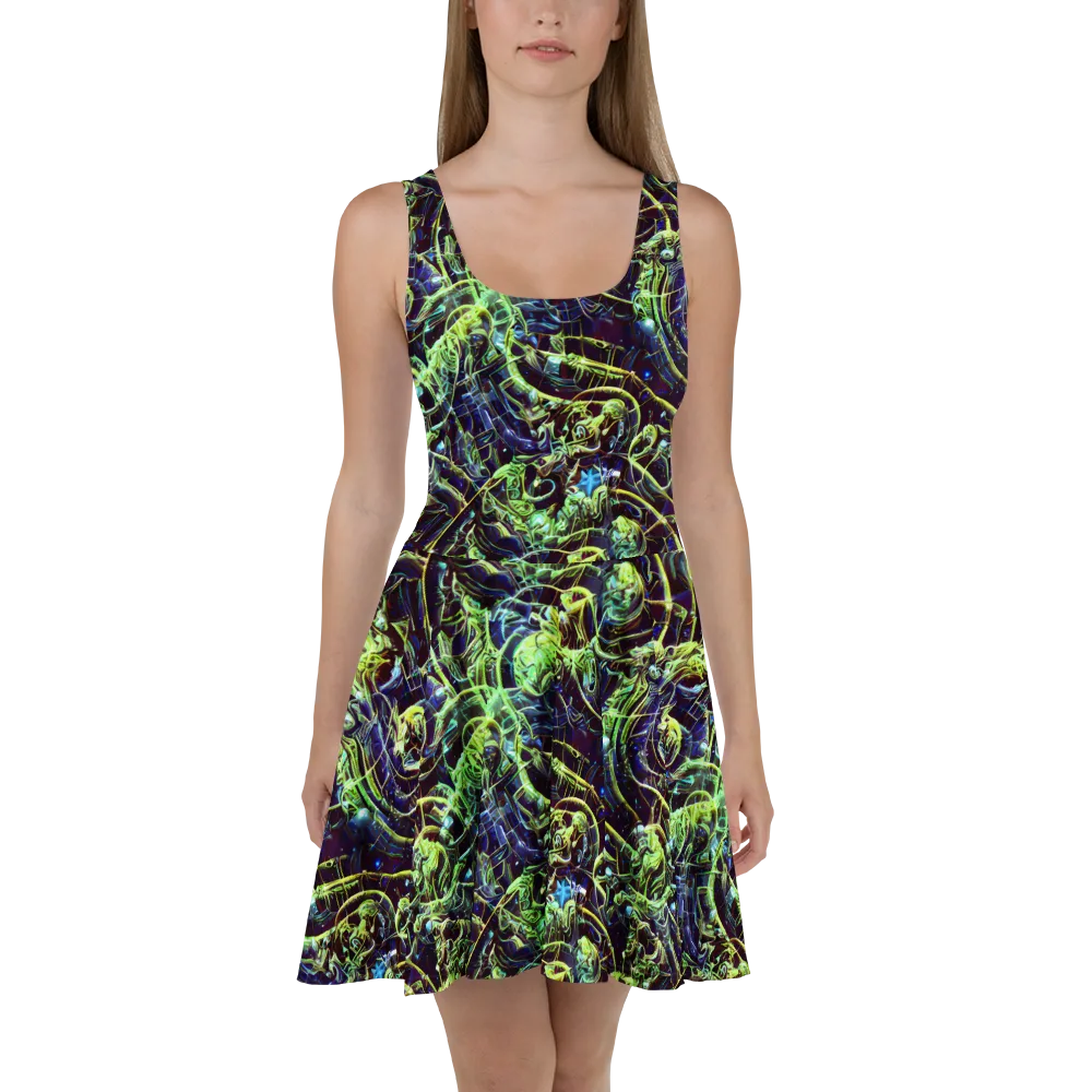 Electric Underbrush on Skater Dress — Front