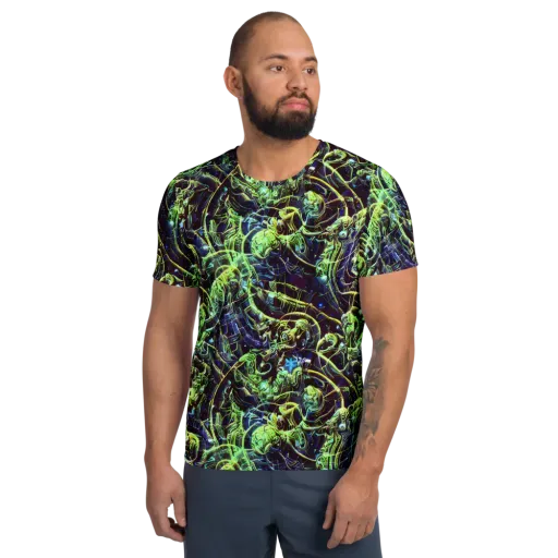 Electric Underbrush on a Men's Athletic T-Shirt