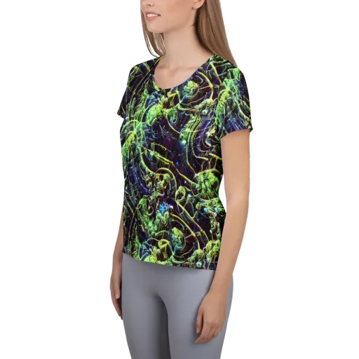 Electric Underbrush on a Women's Athletic T-Shirt