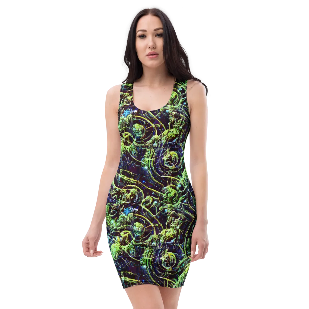 Electric Underbrush on Bodycon Dress — Front