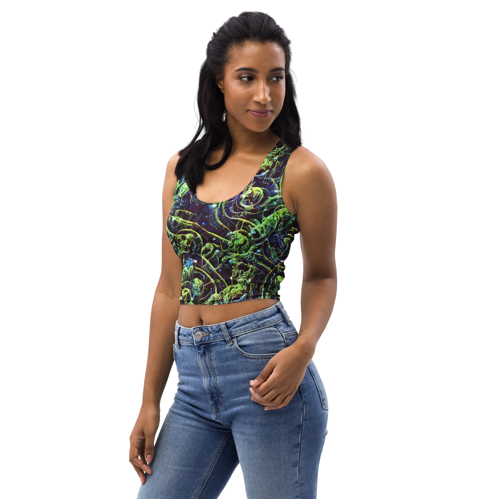 Electric Underbrush on Crop Top — Left Front