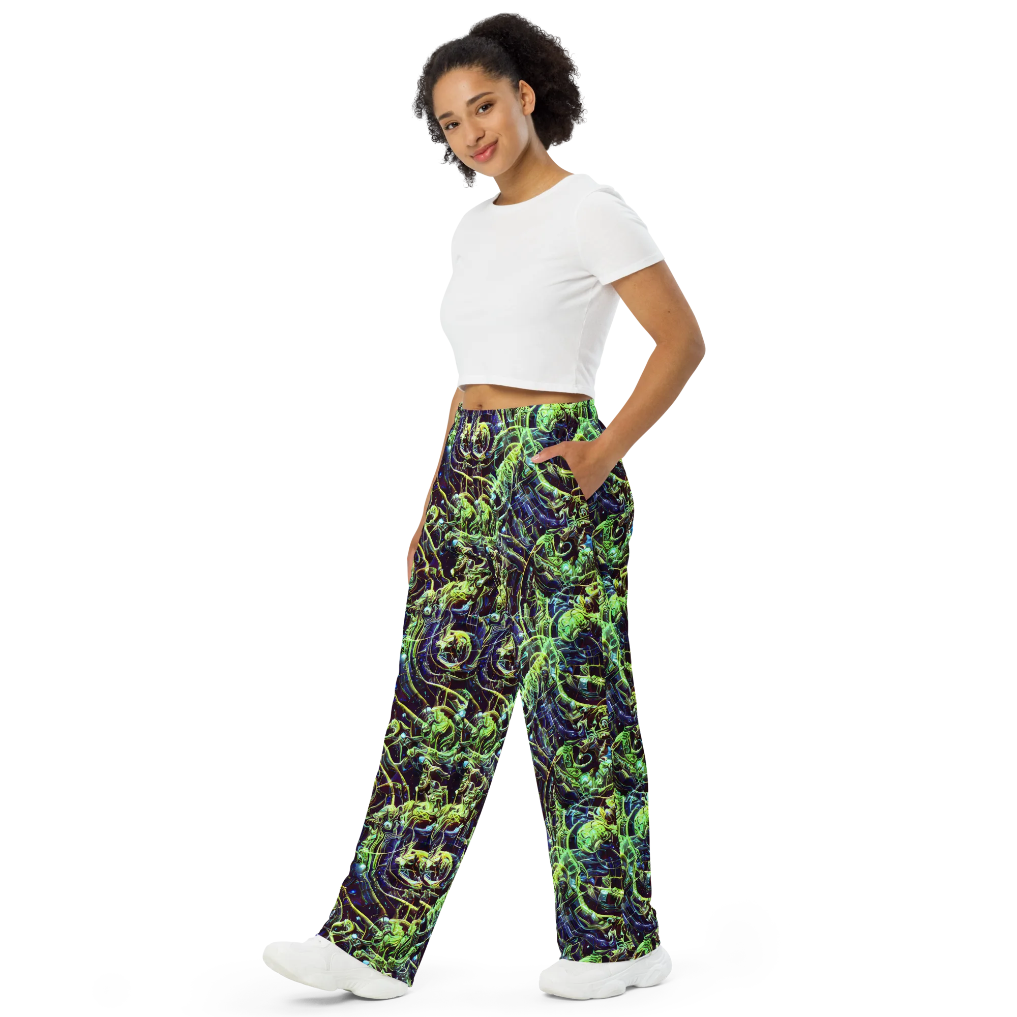 Electric Underbrush on Wide-Leg Pants — Left Front