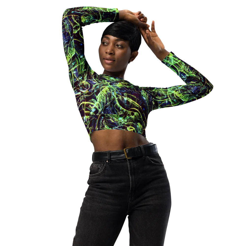 Electric Underbrush on Long Sleeve Crop Top — Front