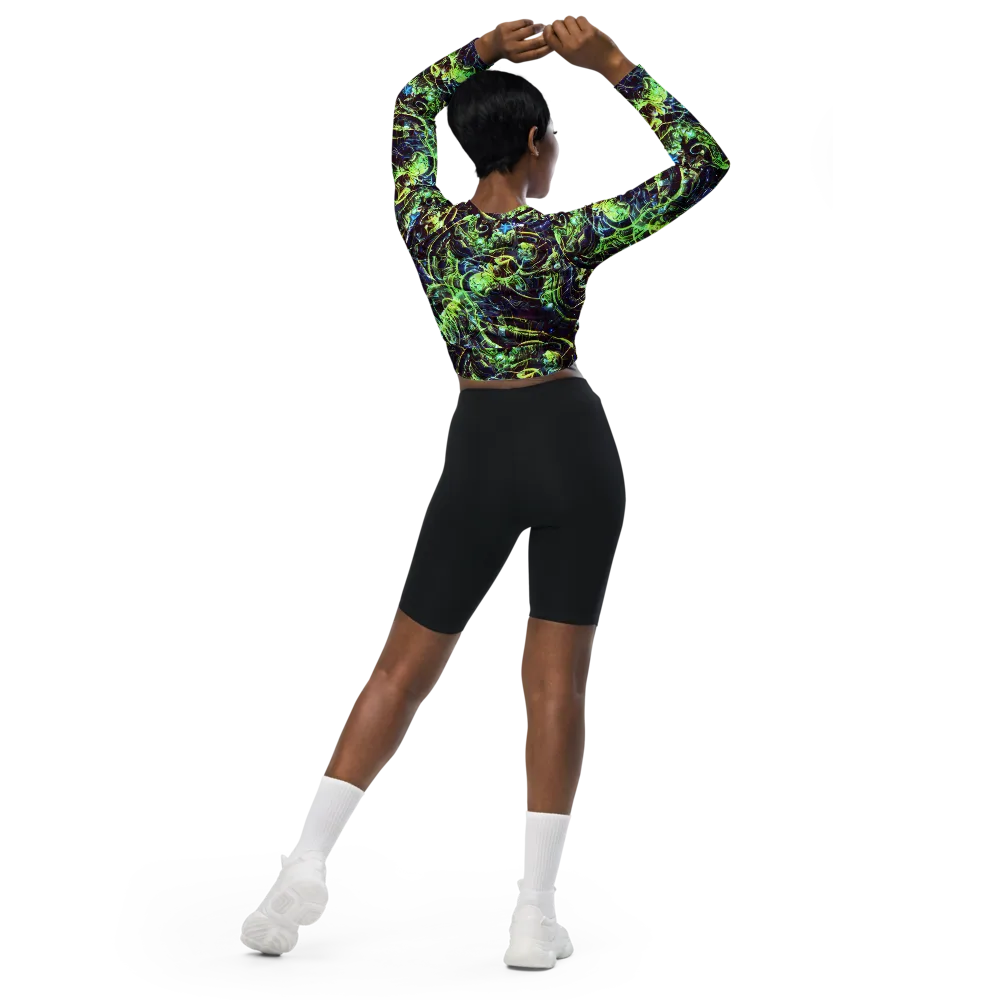 Electric Underbrush on Long Sleeve Crop Top — Back