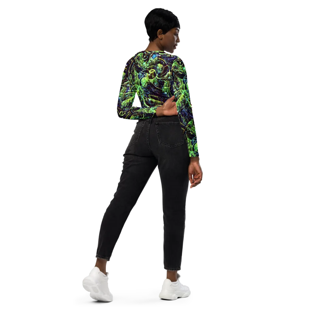 Electric Underbrush on Long Sleeve Crop Top — Right Back