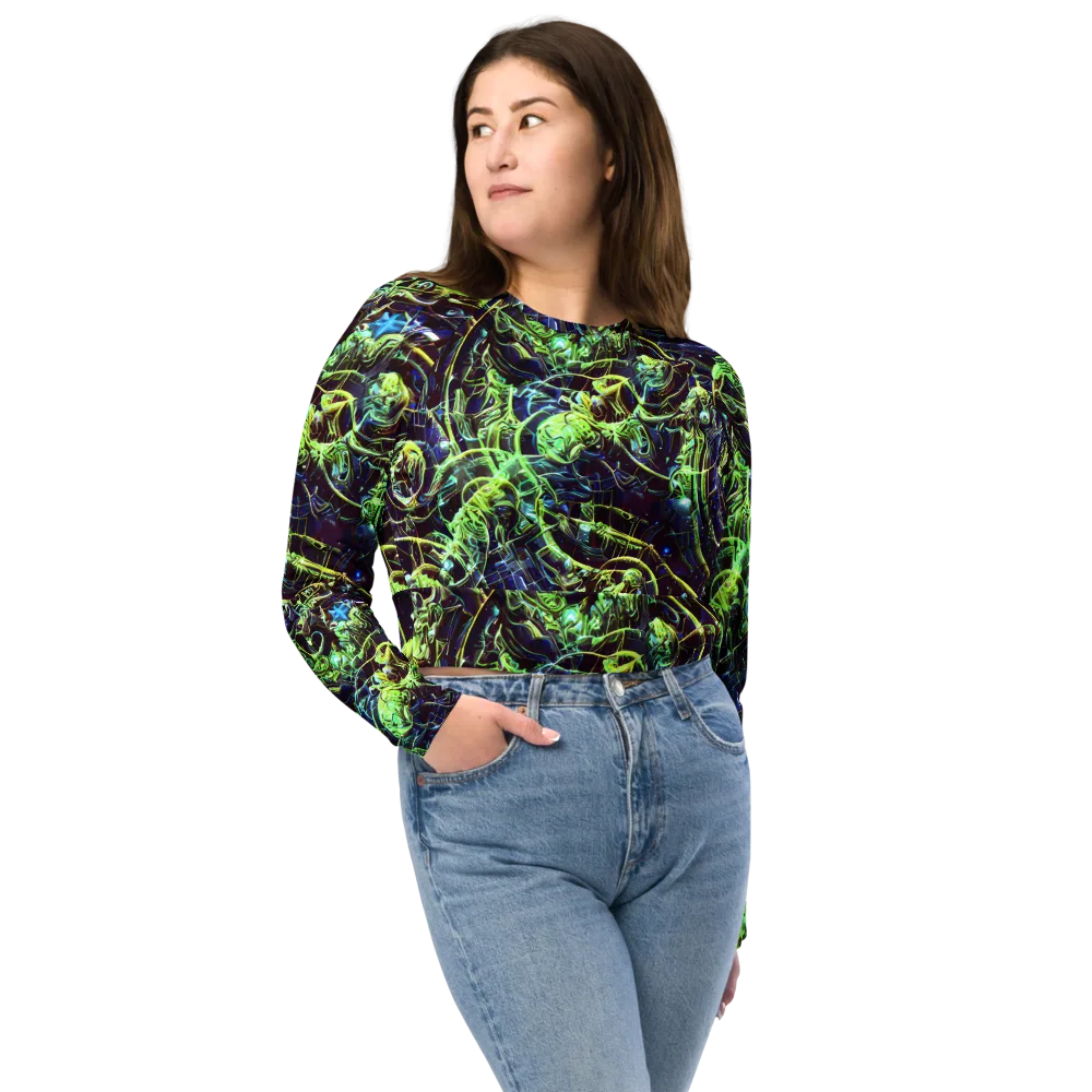 Electric Underbrush on Long Sleeve Crop Top — Front