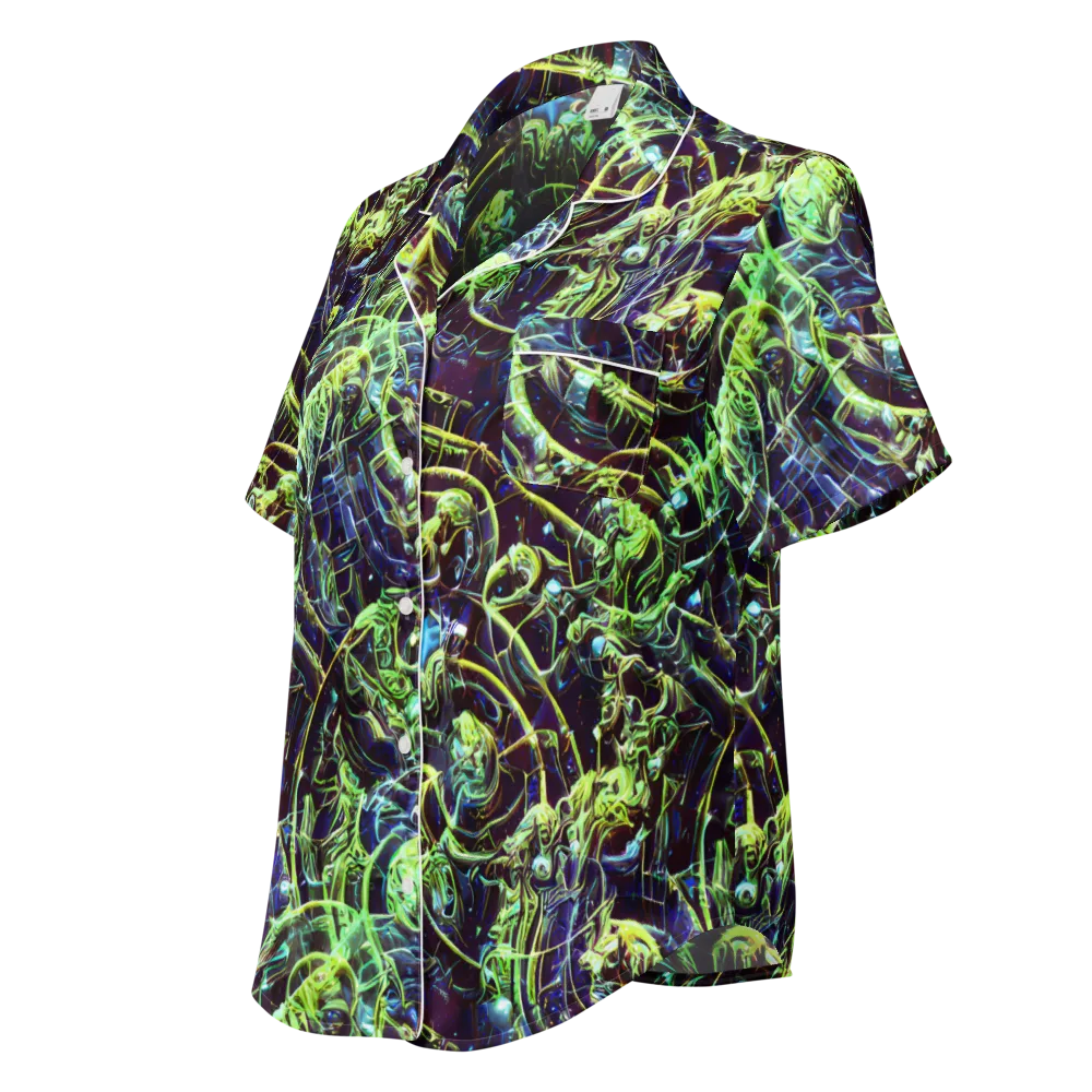 Electric Underbrush on Women's Short Sleeve Pajama Top — Left Front