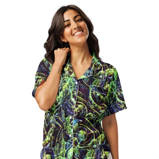 Electric Underbrush on a Women's Short Sleeve Pajama Top