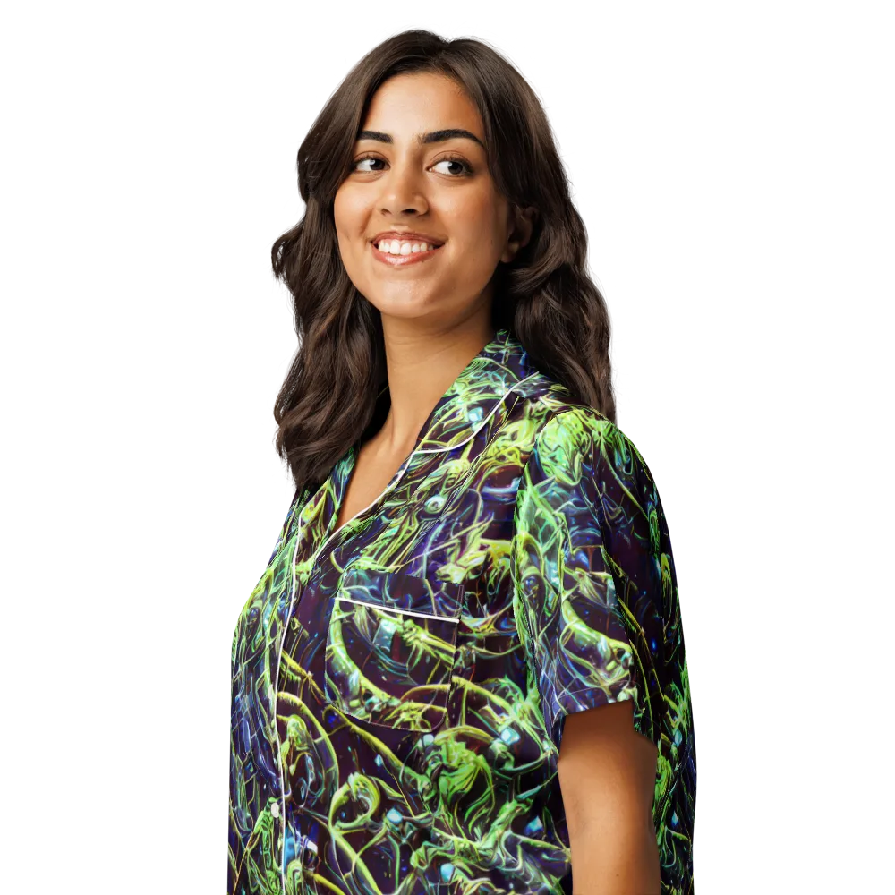 Electric Underbrush on Women's Short Sleeve Pajama Top — Left Front