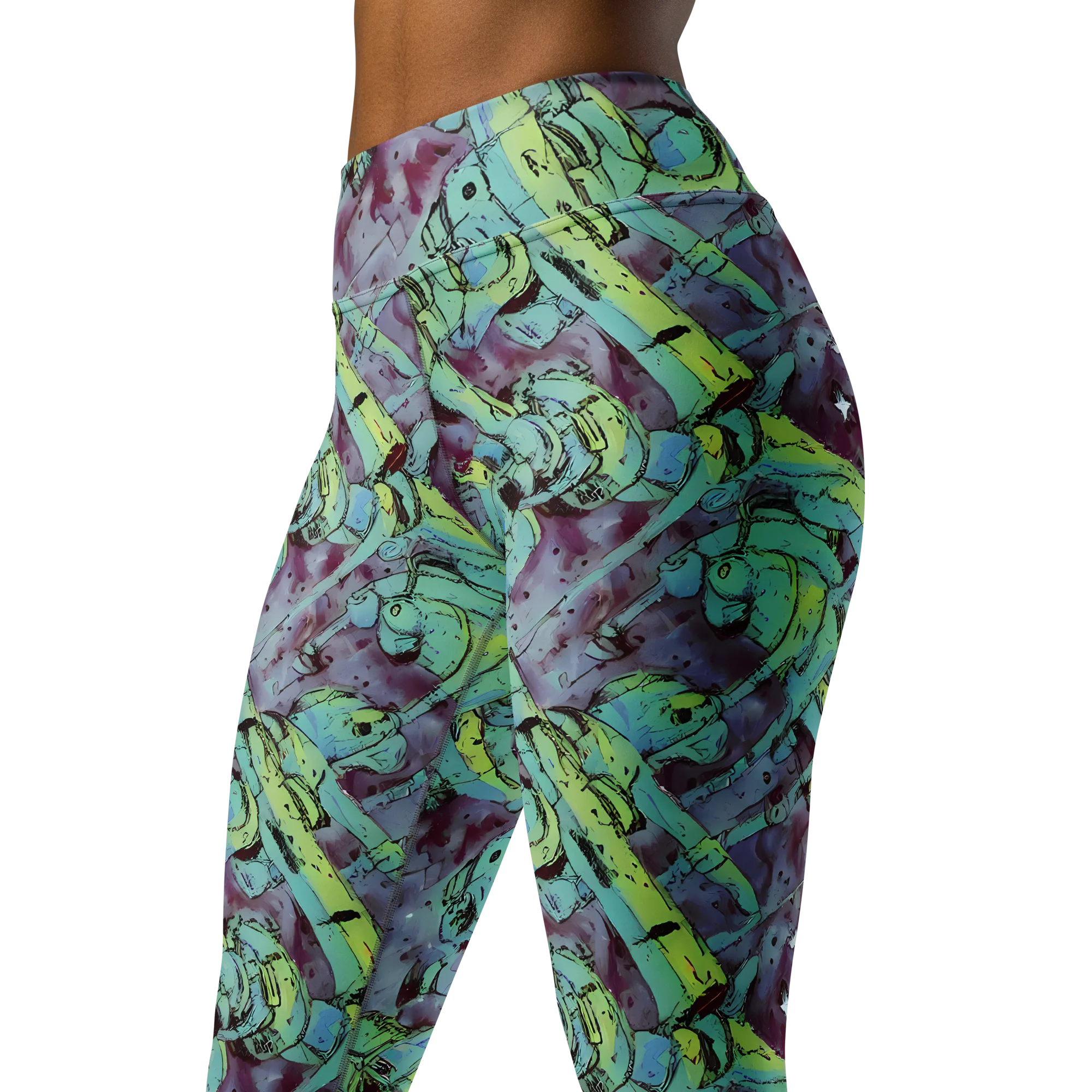 Lime Age on Yoga Leggings — Left Front