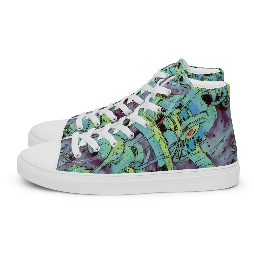 Lime Age on Men's High Top Canvas Shoes — Left