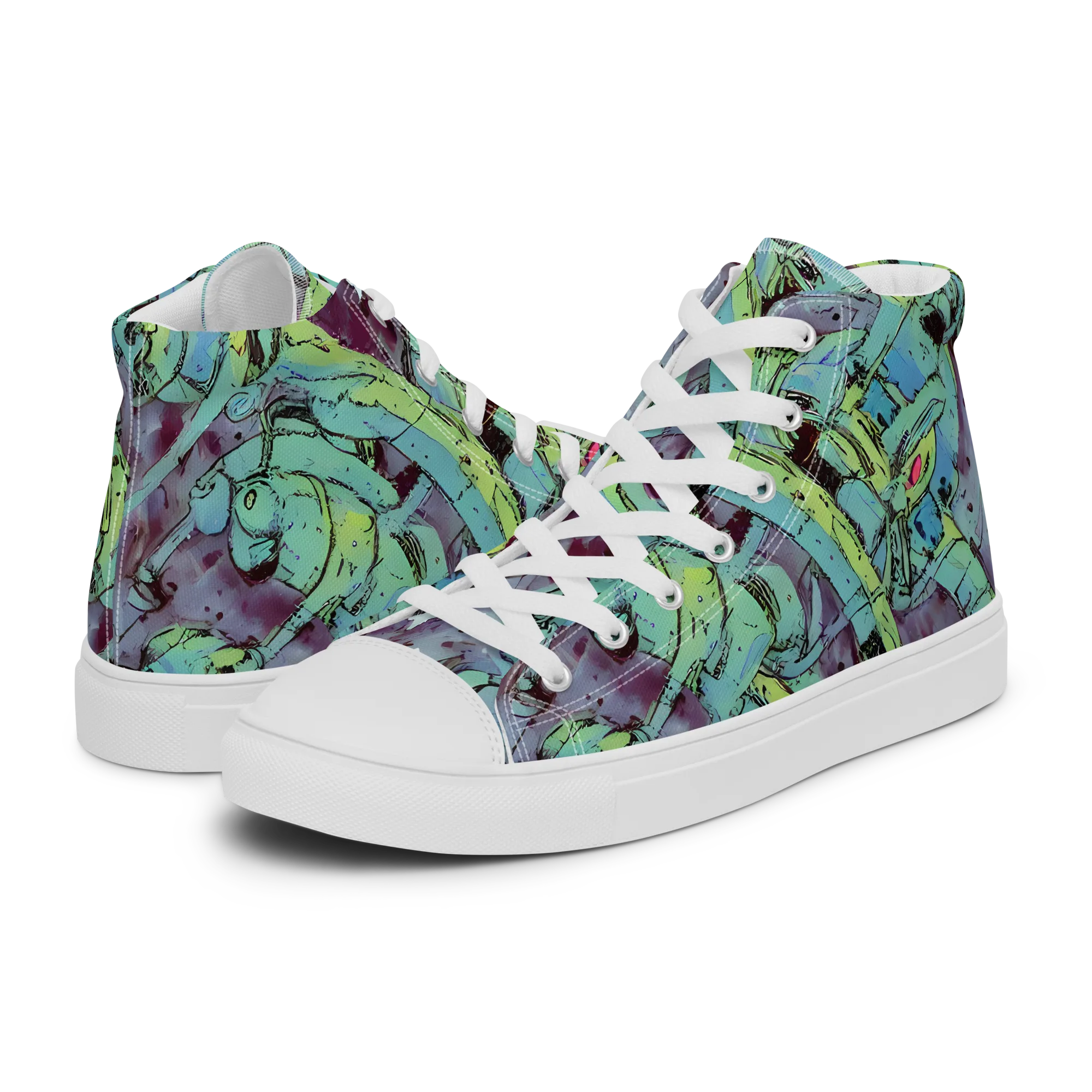 Lime Age on Men's High Top Canvas Shoes — Left