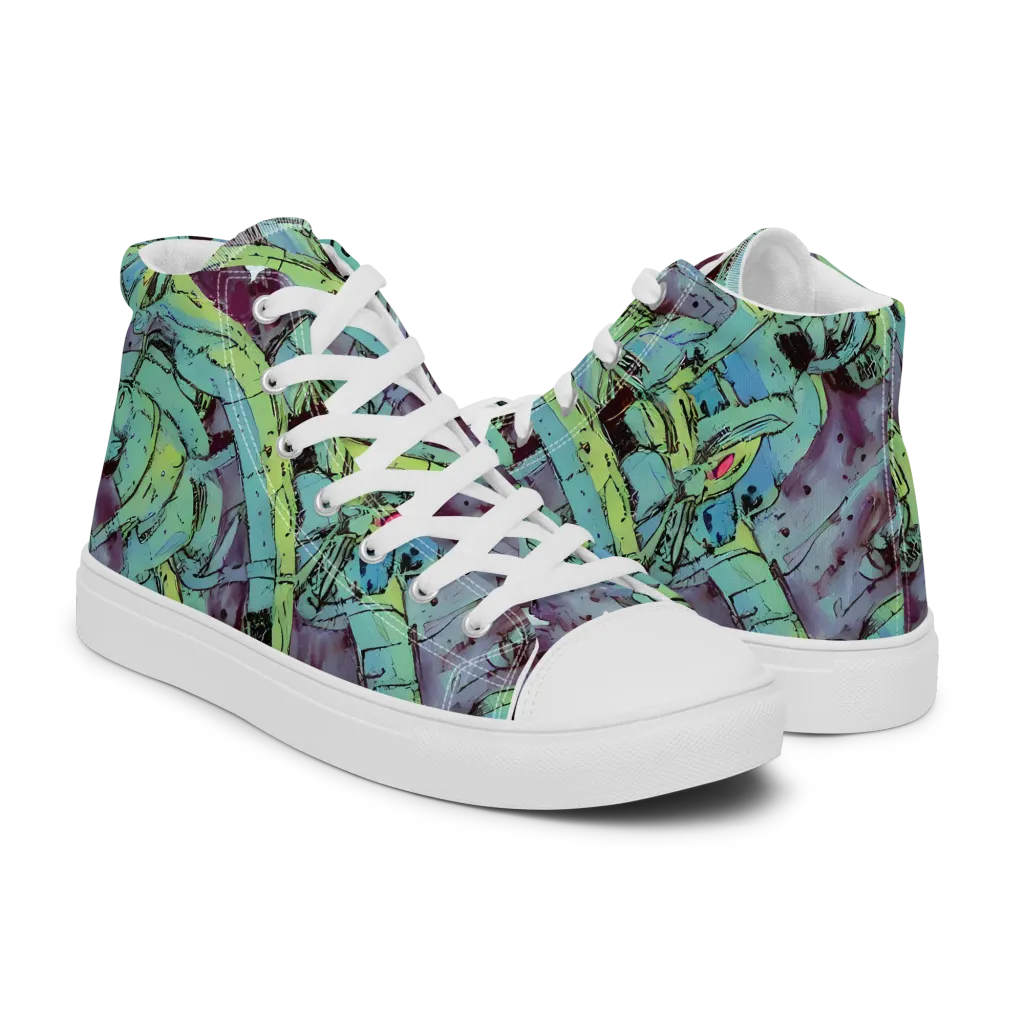 Lime Age on Men's High Top Canvas Shoes — Right