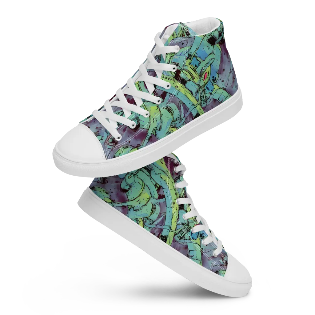 Lime Age on Men's High Top Canvas Shoes — Front