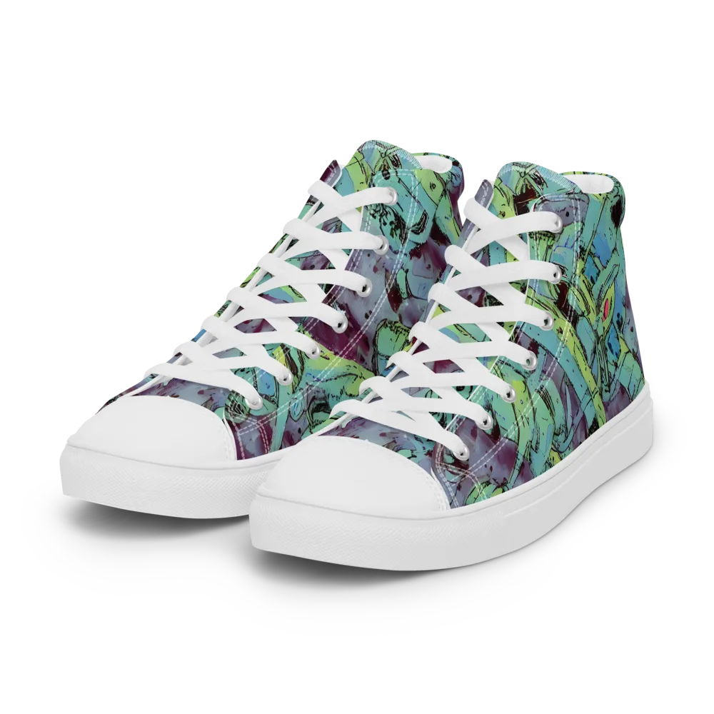 Lime Age on Women's High Top Canvas Shoes — Left Front