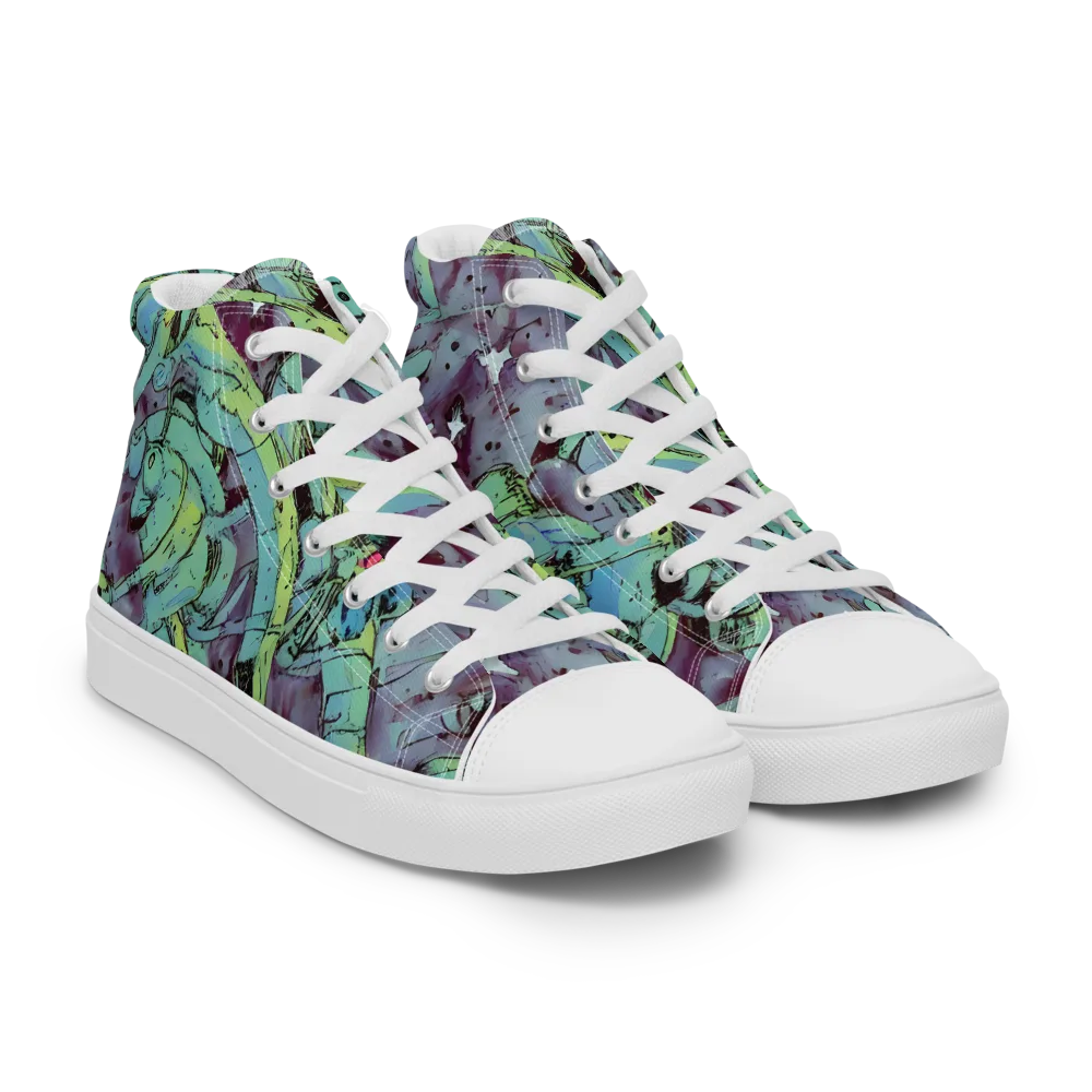 Lime Age on Women's High Top Canvas Shoes — Right Front