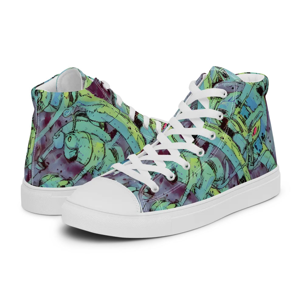 Lime Age on Women's High Top Canvas Shoes — Left