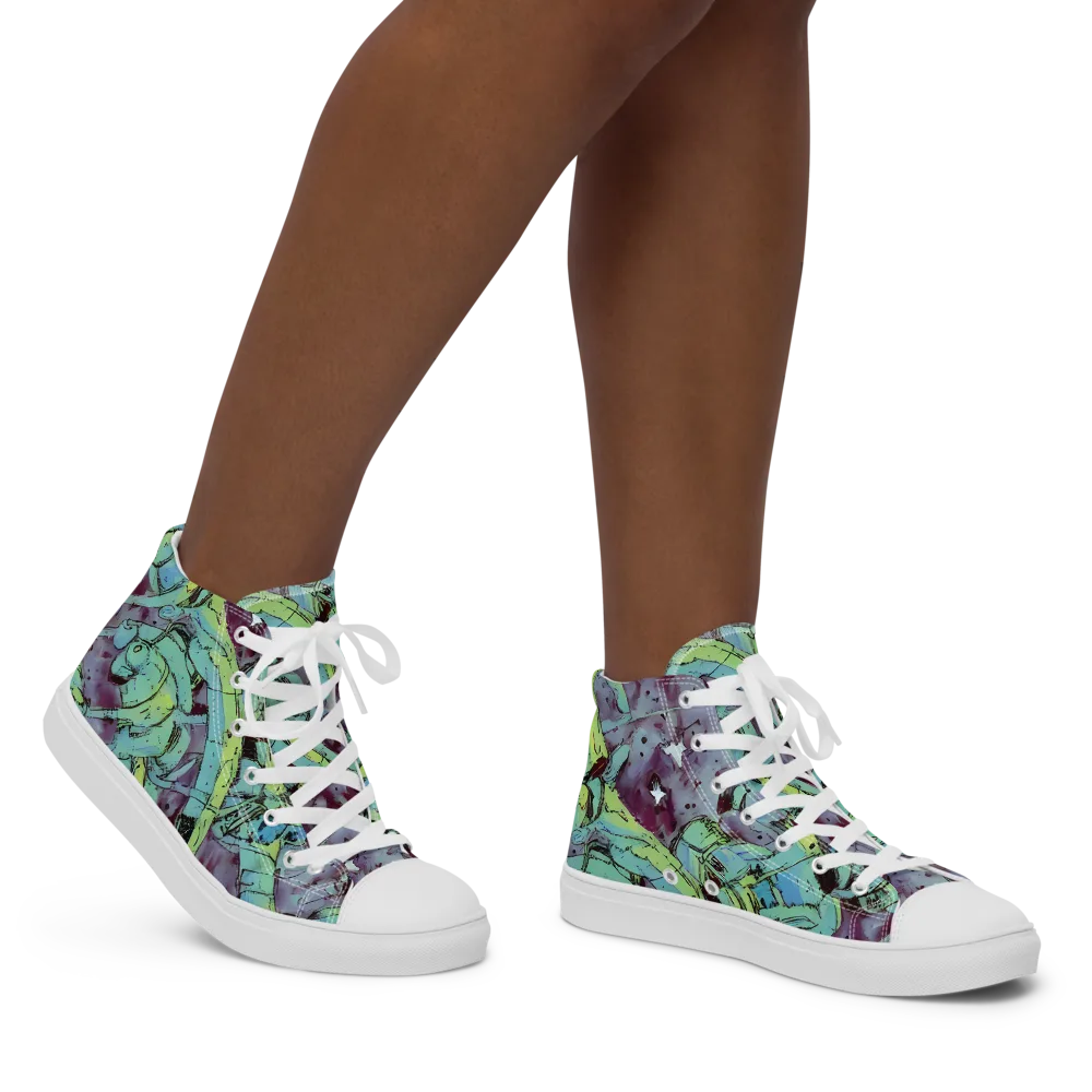 Lime Age on Women's High Top Canvas Shoes — Right