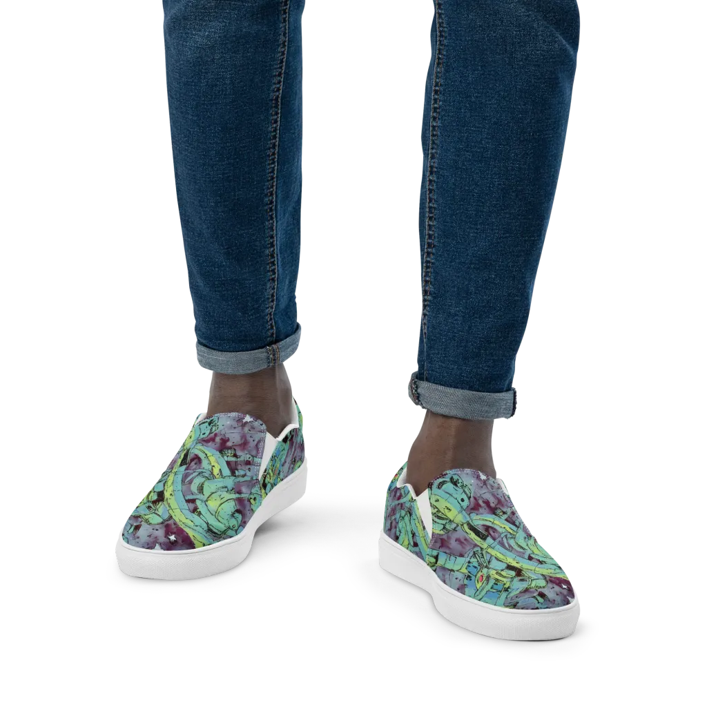 Lime Age on Men's Slip-On Canvas Shoes — Front