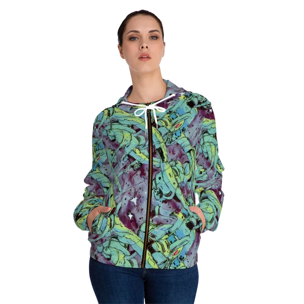 Lime Age on Women's Full-Zip Hoodie — Front On Person