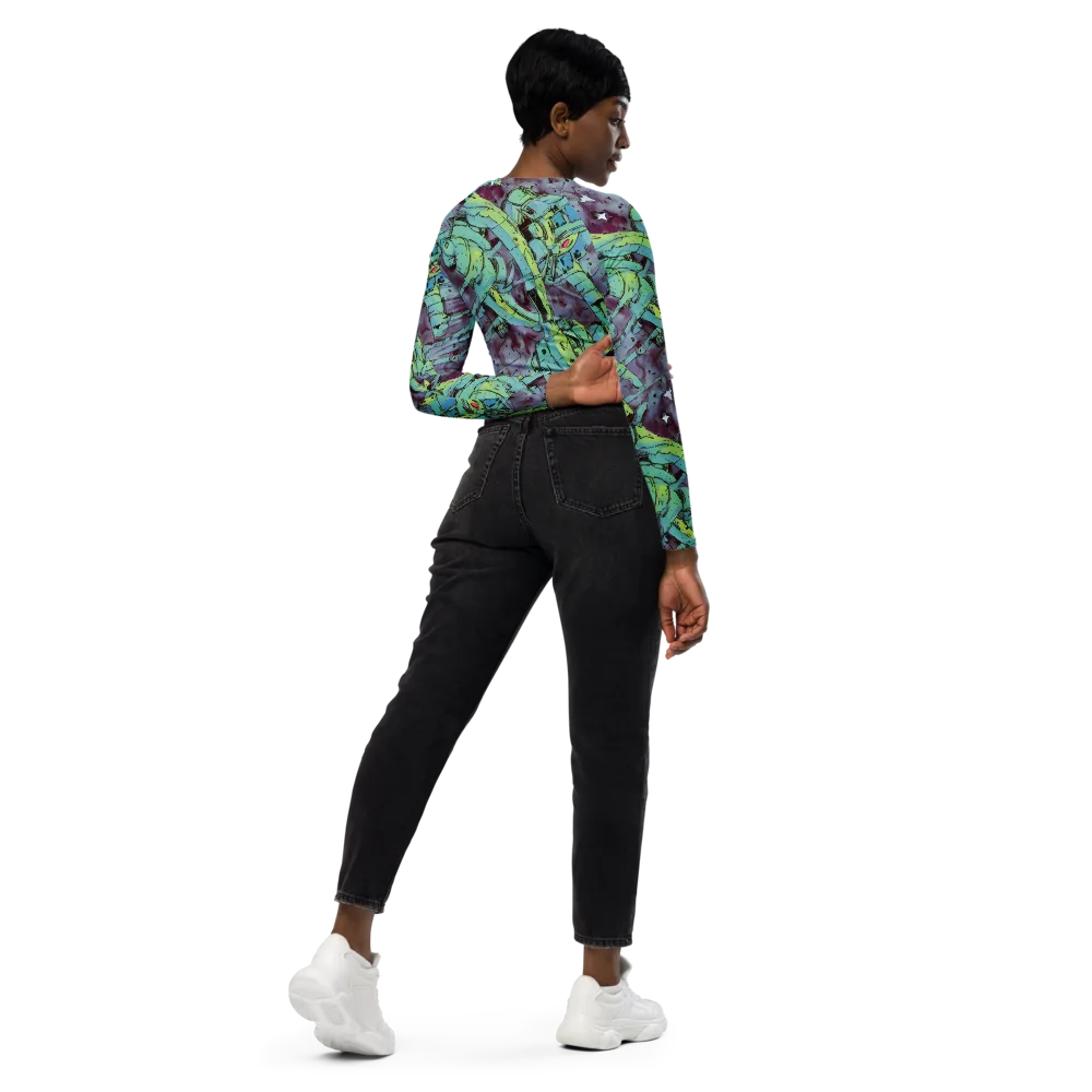 Lime Age on Long Sleeve Crop Top — Right Back