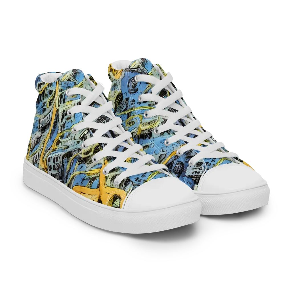 Electric Ossuary on Men's High Top Canvas Shoes — Right Front