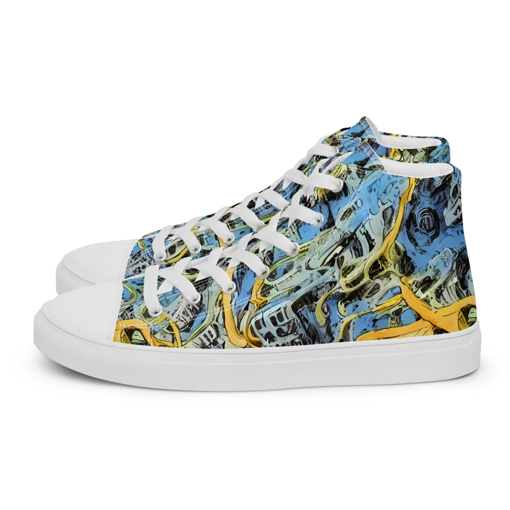 Electric Ossuary on Men's High Top Canvas Shoes — Left