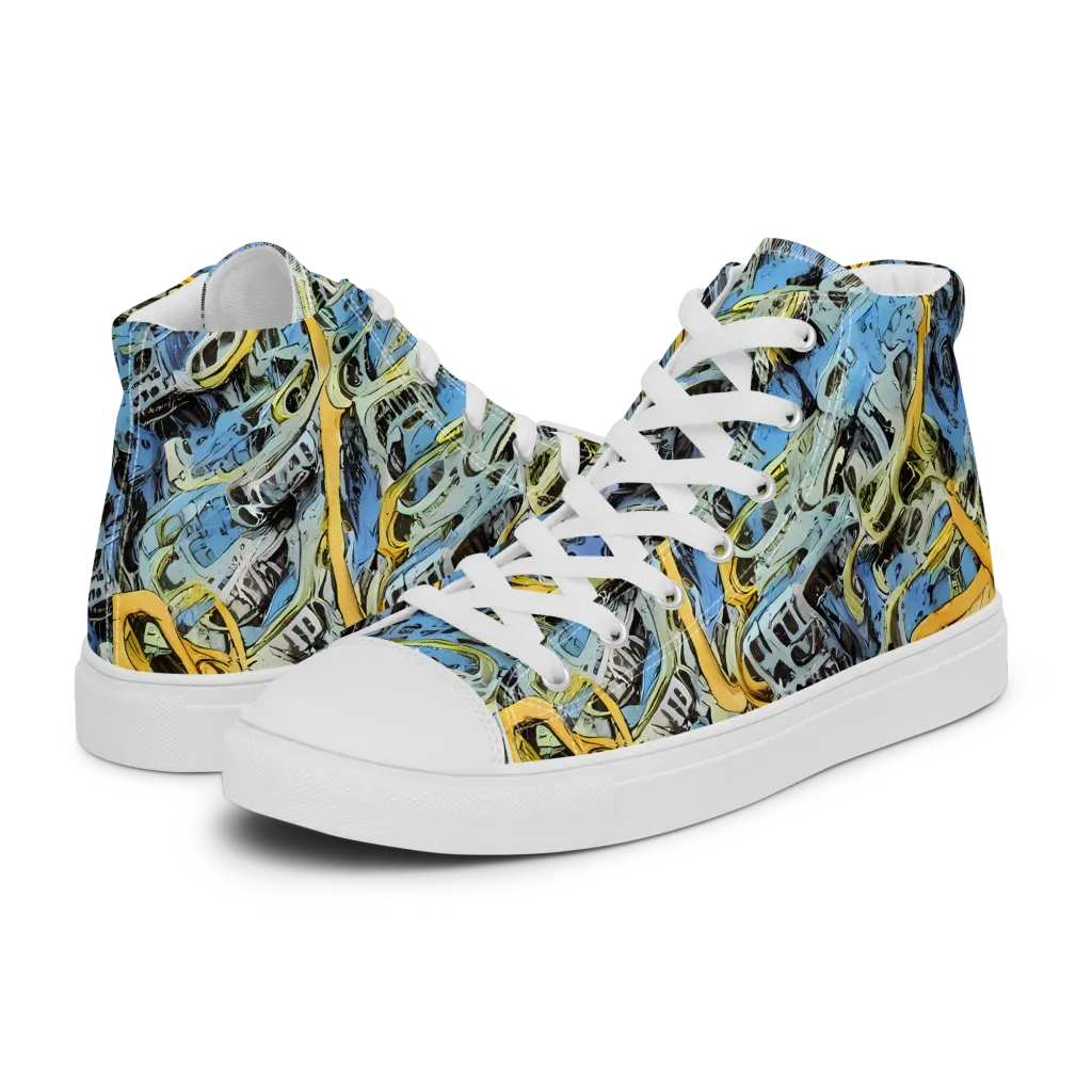 Electric Ossuary on Men's High Top Canvas Shoes — Left