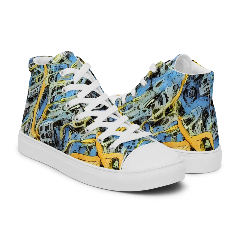 Electric Ossuary on Men's High Top Canvas Shoes — Right