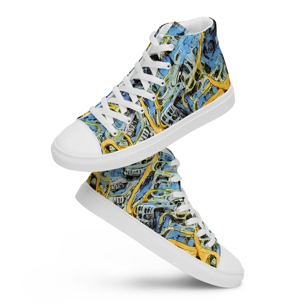 Electric Ossuary on Men's High Top Canvas Shoes — Front
