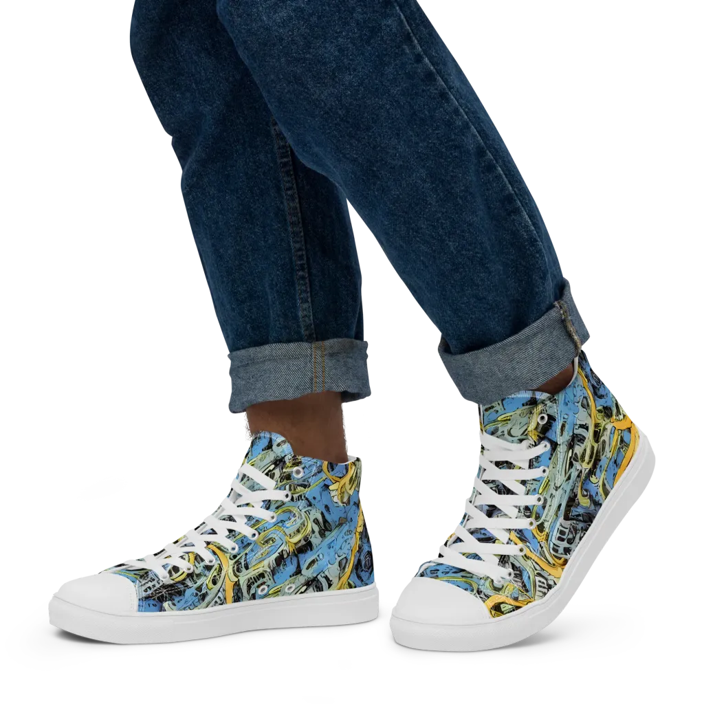 Electric Ossuary on Men's High Top Canvas Shoes — Left