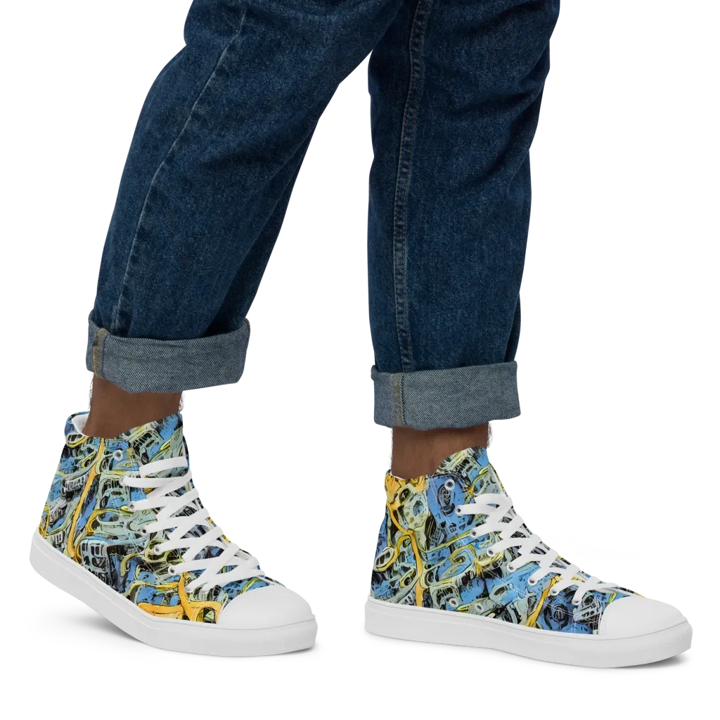 Electric Ossuary on Men's High Top Canvas Shoes — Right