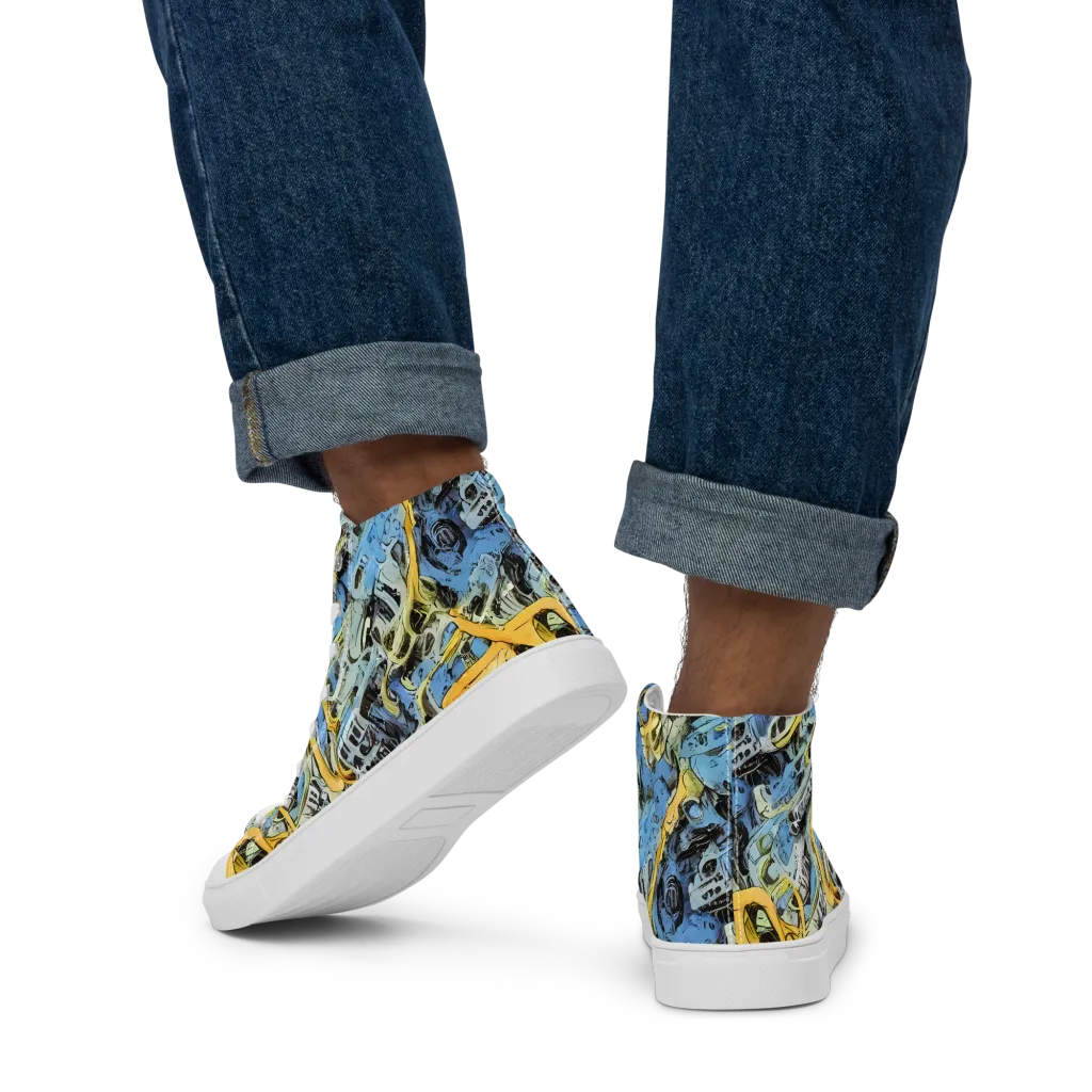 Electric Ossuary on Men's High Top Canvas Shoes — Back
