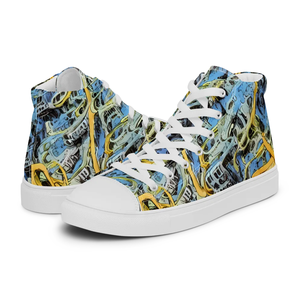 Electric Ossuary on Women's High Top Canvas Shoes — Left