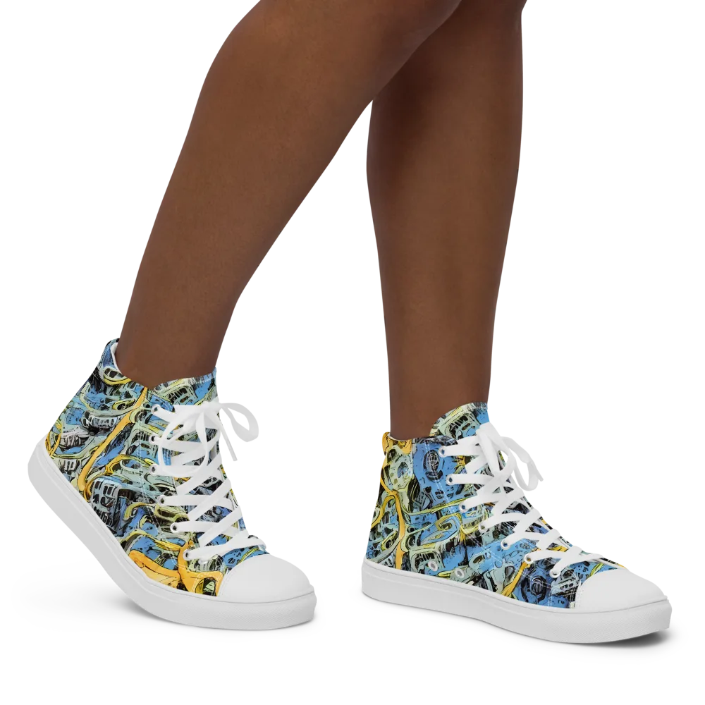Electric Ossuary on Women's High Top Canvas Shoes — Right