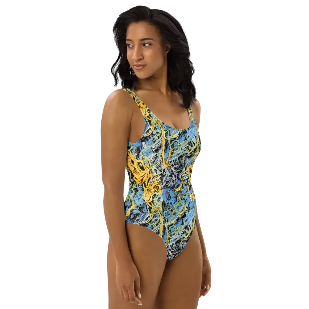 Electric Ossuary on One-Piece Swimsuit — Right