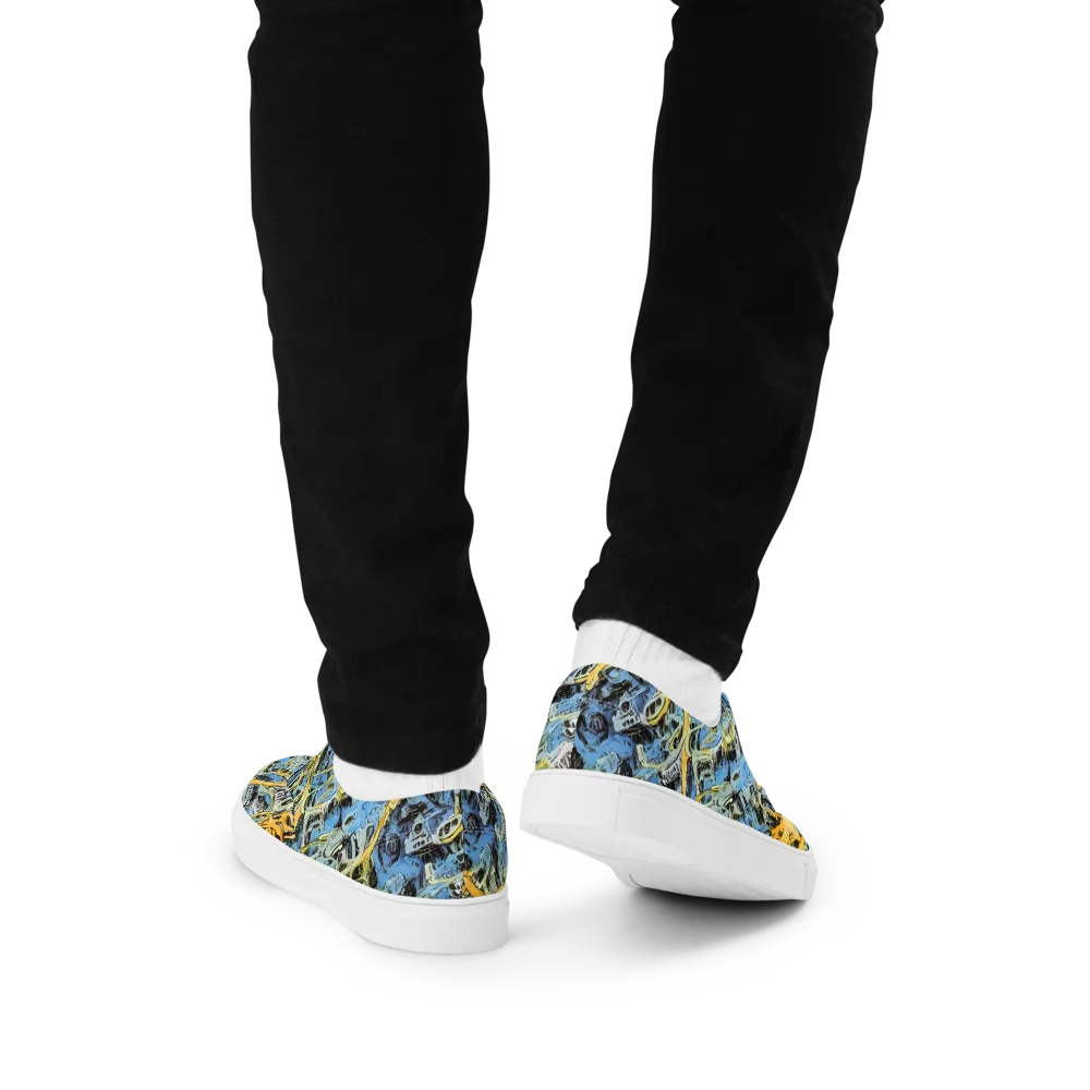 Electric Ossuary on Men's Lace-Up Canvas Shoes — Back